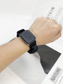 1件裝女款百褶髮圈手腕帶，相容 錶帶 49mm 45mm 44mm 42mm 40mm 41mm 38mm，適用於 Series Ultra/SE/8/7/6/5/4/3/2 - 黑色 - 查看 4