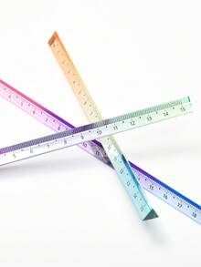 1 pieza Regla triangular de acrílico transparente degradado, regla recta de medición para estudiantes y oficina, regla de papelería de estética minimalista, adecuada para dibujo, medición de tareas, documentos de oficina, proyectos de manualidades - Regla - Ver 7