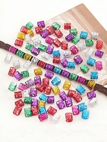 100pcs Multi-Color Hair Braiding Accessories, Beads Hair Rings Hair Clips For Braids And Dreadlocks, Adjustable Metal Headbands, Hair Braiding Decor - Multicolor - View 5