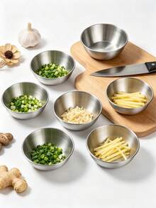 8pcs/6pcs/5pcs/1pc Stainless Steel Dipping Sauce Dish Set, Multi-Functional Round Tray With Small Bowls, Suitable For Sushi, Hot Pot, BBQ, Fried Chicken, Butter And Jam, Elegant Tableware For Dinner And Breakfast Butter Dish, Kitchen Gadget, Kitchen Essential, Suitable For Kitchen And Party Use. Christmas, Halloween, Thanksgiving Gift. - View 3