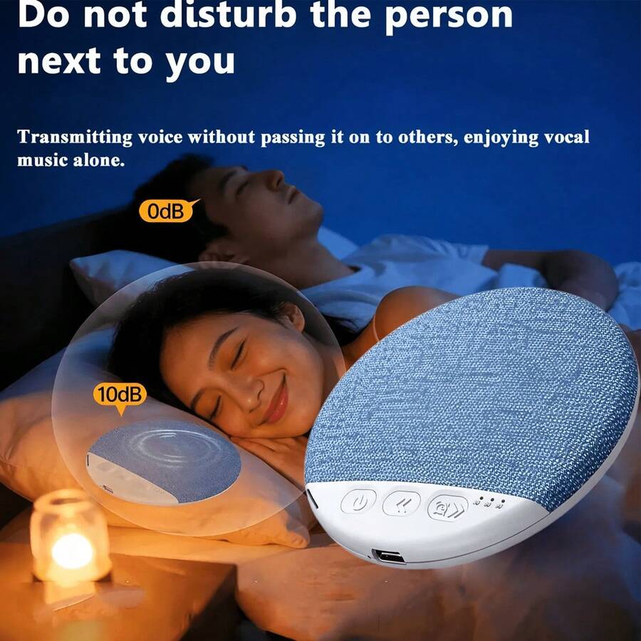 超薄枕下睡眠輔助喇叭,內建白噪音,藍牙 5.4 無線耳機,HiFi 立體聲骨傳導技術,臥室床邊紓壓白噪音喇叭,30/60/90 分鐘定時,適合側睡者與淺眠者 - 查看 1