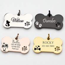 Cute Dog Tags Personalized Customization, Custom Bone-Shaped Dog Tags, Dog Name Tags, Dog Collar Tags, Puppy Tags, Custom Stainless Steel Pet ID Tags - Multicolor - View 6