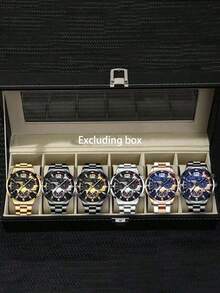 6pcs/Set Casual Street Style Men's Alien & Clown Design Stainless Steel Band Quartz Watch Set - Multicolor - View 8