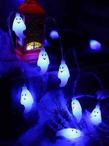 1pc Halloween Ghost Face String Lights, Battery Operated, Smiling Ghost LED Lights, Halloween Decoration, Holiday Party Indoor Wall Decor Lights, Create Spooky Atmosphere - Ghost - View 17