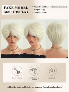 NAMM Short Bob Platinum Blonde Wigs For Women Layered Pixie Cut Wig With Curtain Bangs Natural Looking Synthetic Heat-Resistant Wigs For Daily Party Use 10 Inch ( Dark Brown ) - Multicolor - View 6