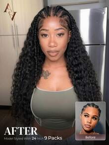 ARABELLA Human Hair Crochet Wave Feather Crochet Hair Extensions, Bohemian Invisible Miracle Knot Pre-Split Strands Lightweight Reusable Handmade Natural Black 14-24 Inches - SNatural - View 4