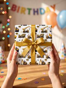 1 Roll Construction Vehicle Wrapping Paper, Perfect For Little Boys' Birthday Gifts, Construction Baby Showers, Boys' Christmas Presents And Kindergarten Party Decor,DIY Craft,Festive Favour Wrapping Dimensions: 43 Cm X 300 Cm. - A - View 8