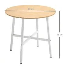Dining Table, Kitchen Table For 4 People, Living Room Table For Dining Room, Kitchen, Steel, Brown, 80 X 80 X 76 Cm - 自然色 - 查看 3