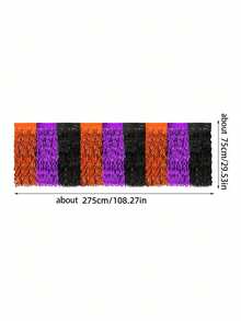 1pc Halloween Rainbow Tassel Table Skirt, Halloween Party Decoration, Orange Purple Black Wavy Metallic Foil Trim Table Skirt, Perfect For Rectangular Or Round Dining Table Decoration, Halloween Birthday Home Indoor Outdoor Party Supplies, Party Supplies Halloween Decoration - View 13