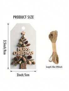 1/2 Set Of Christmas Decoration Hanging Cards, Gift Tags, Packaging Labels, Party Greeting Cards, Gift Packaging Tags, Pine Tree Pattern Made Of Pine Cones Jute Rope Tag Pendant Card Hanging Decoration Greeting Card, An Excellent Choice For Gifting. - Multi-color - View 6