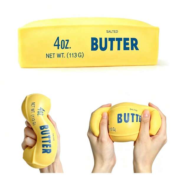 14CM Popular Butter Stick Slow Rebound Squeeze Stress Relief Toy, Soft Q-Elastic Squeeze Toy, Desktop Decor, Essential Stress Relief Item For Office Workers, Highly Attractive Realistic Squeeze Toy, Soft And Chewy Texture To Heal Daily Unhappiness, Quirky Shaped Squeeze Toy, Soft Rubber Stress Relief Toy, Casual Prank Entertainment Small Gift