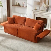 Sofá de Tela Moderno y Minimalista con Función Convertible Multifuncional - Cómodo Sofá Cama para Salas de Estar, Oficinas y Estudios, Sofá Doble Plegable para Apartamentos Pequeños - Naranja + Tapizado + Tapizado + 2 asientos - Ver 10