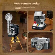 400+PCS Vintage Movie Camera Building Block Model Assembly Set, Collector-Grade Assembly Kit, Suitable For Gifts And Decoration, Collection Display, Home Decor, Nostalgic Style, Craft Enthusiasts, ABS Material - Multicolor - View 3