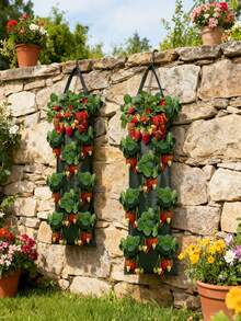 Hanging Strawberry Planting Bag, Vertical Planting Bag, Multi-Pocket Hanging Strawberry Planting Bag, Suitable For Balcony, Patio, Boston Ivy And Vegetable Planting, Breathable, Water-Permeable, Durable, Reusable - Multicolor - View 1