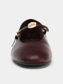 2026 Spring/Summer New Women's Bow Decor Ballet Flats - Burgundy - View 3