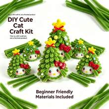 1 Set Christmas Cat Premium Plush Wire Kit, Suitable For Beginners And Adults DIY Kit, Includes Step-By-Step Tutorial, Handmade Mythical Creature Craft Kit, Plush Doll Fuzzy Wire, DIY Cute And Interesting Home Decor, Birthday Ornament - Unfinished - Christmas Cat - View 11