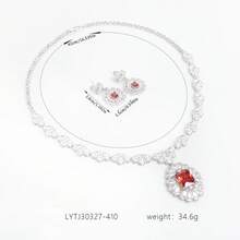 1 Set Women's Fashion Jewelry Set, Zirconia Inlaid Earrings And Necklace, Combination Jewelry, Suitable For Women's Holiday | Party | Banquet | Multi-Occasion Wear, Gift - Jewelry Set - View 8