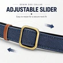 Set Kalung dan Tali Anjing Paduan Logam Tahan Lama Gaya Denim 2 Buah | Gesper Tahan Tarik yang Kuat. Lapisan Neoprene yang Nyaman Melindungi Bulu; Pegangan Lebar Tidak Menyebabkan Gesekan. Dapat Disesuaikan untuk Anjing Kecil hingga Sedang. Cocok untuk Penggunaan di Dalam dan Luar Ruangan. - Biru - View 7