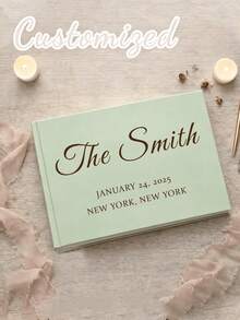Custom Linen Wedding Guest Book, Personalized Hardcover Photo Album, Wedding Keepsake & Anniversary Photo Album, Unique Anniversary Gift, Guest Book - Multicolor - View 24