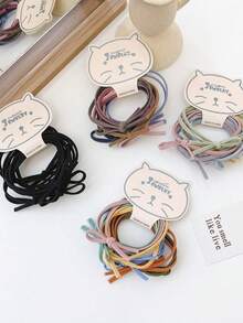 6/24pcs Sweet Girl Elastic Ponytail Hair Ties, Minimalist Basic Bow Hairbands, Candy Color High Elasticity Hair Accessories - Multicolor - View 4