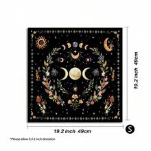 1pc Triple Moon Phase Tarot Cloth, Boho Witch Altar Cloth, Floral Mushroom Print Divination Tablecloth, Multi‑Purpose Tapestry For Table Cover Home Wall Decor - Multicolor - View 8