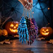 1pc 3D Printed Skeleton Hand Keychain, Movable Joint Design, Bag Charm, Halloween Pendant, Car Key Holder, Halloween Party Gift - Multicolor - View 5