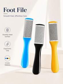 Stainless Steel Foot File, Callus Remover Tool & Pedicure Foot Rasp, Double Sided Dead Skin Remover With Ergonomic Handle, Smooth Heel Care Tool For Home Salon,Travel, Mother's Day,Father's Day Gift For Women,Men,Seniors - Multicolor - View 2