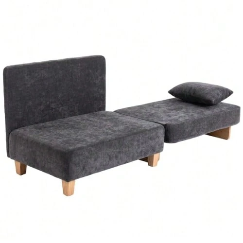 2-In-1 Sleeper Chair With Bed Function, Sofa Bed With 2 Washable Cushions, Side Pockets For Living Room, Bedroom - 深灰色 - 查看 1