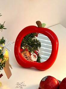 Two-Tone Apple 3D Desktop Makeup Mirror, Stylish With A Round And Cute Design, Excellent Attention To Detail. The High-Definition Mirror Surface Is Distortion-Free. It Makes A Great Holiday Gift For Family And Friends - Multicolor - View 2