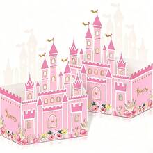 10pcs Princess Castle Gift Boxes, Princess Castle Candy Boxes, Shiny Princess Castle Carnival Decorations, Birthday Party Supplies Gift Boxes, Back To School Valentine's Day - Pink - View 5