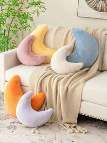 Moon Pillow, Soft Faux Rabbit Fur Decorative Cute Pillow, Suitable For Bedroom, Bed And Sofa, Easter Decoration Pillow, Suitable For Spring Sofa, Bedroom, Living Room, Light Pink - Purple - View 5