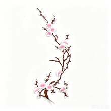 1pc Elegant Oriental Plum Blossom Embroidered Patch, Heat-Activated Iron-On Floral Applique, Suitable For Cheongsam, Hanfu - Multicolor - View 10