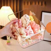 1pc Transparent Plastic Hair Accessory Storage Box With Hinged Lid, Dust-Proof Clear Organizer For Hair Ties, Hair Clips, Headbands And Small Jewelry - Multicolor - View 9