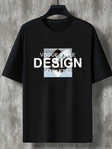 T-shirt Oversize a Maniche Corte da Uomo e Ragazzo - Top Casual Estivo con Collo Tondo e Stampa Logo del Brand, Traspirante per Primavera/Estate/Autunno - nero - Visualizzare 1