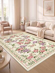 DAJIANG 1pc Floral Shaped Vintage Rug, Kitchen Rug, Hallway Rug, Suitable For Bathroom, Kitchen, Outdoor, Indoor, Hallway, Bedroom, Living Room, Bedside Mat, Machine Washable Easy To Clean, Non-Slip Entryway Mat, Bedroom Bathroom Decorative Rug - Multicolor - View 5