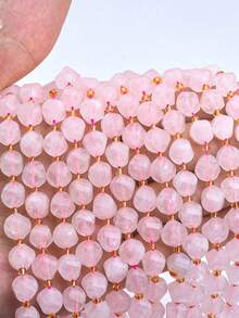 1 Fio de Contas de Pedra Natural 6/8/10mm Quartzo Rosa Facetado Contas Espaçadoras Soltas para Fazer Joias DIY Pulseiras Colares Acessórios Presentes - Multicolorido - Visão 2