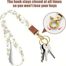 Key Lanyard, Long Neck With Metal Hook, Can Be Used To Hang ID Cards, Cute Lanyard Keychain - Spring Wildflowers - View 4