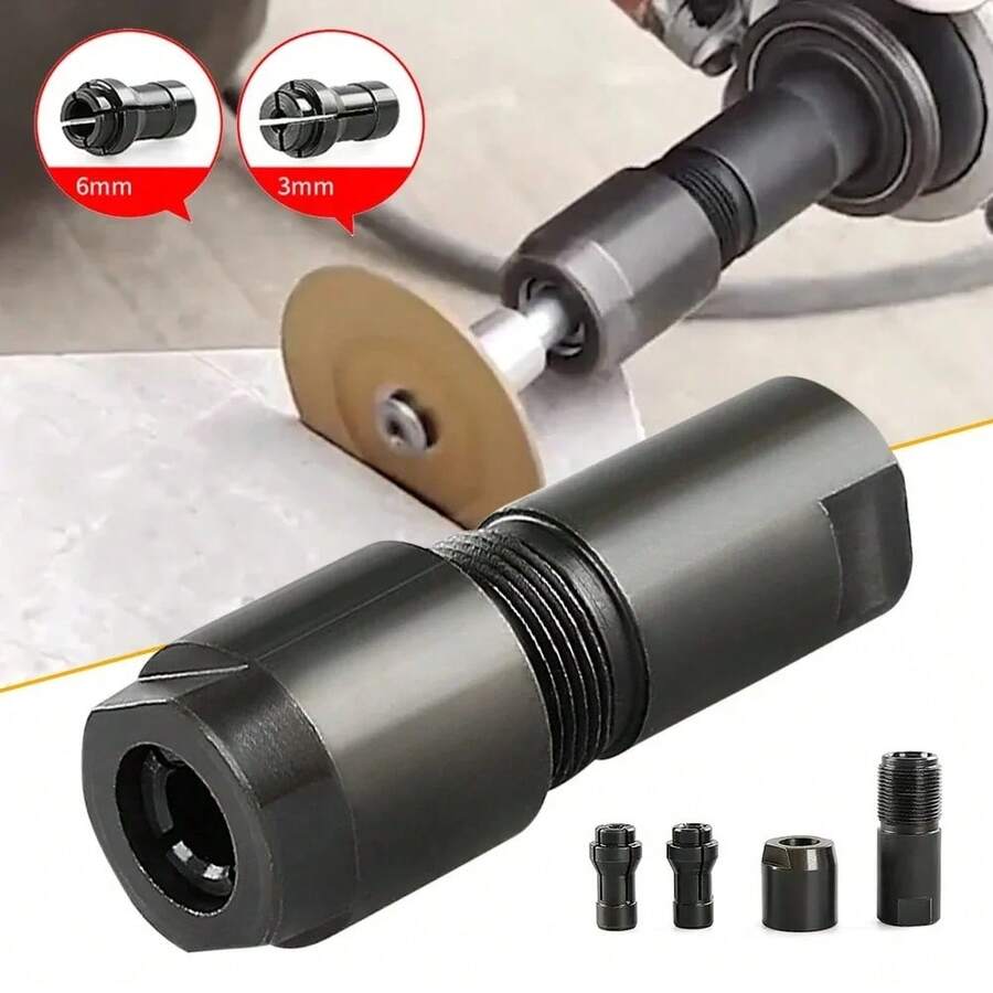 6/3mm 角磨機改裝轉接頭,適用於 100 型角磨機 M10 螺紋,可轉為直磨機夾頭,用於研磨、拋光、切割 - A - 查看 1