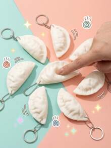 Funny Realistic Dumpling Squeeze Stress Ball, Soft TPR Decompression Squeeze Toy, With Ball Chain, Creative Food Style Bag Charm Gift - White - View 6