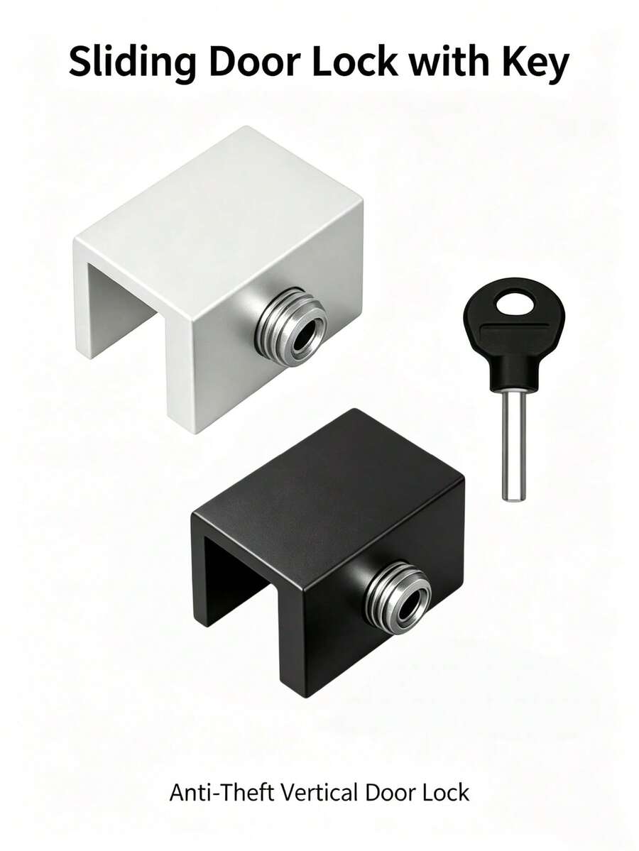2/4 قطعة قفل باب منزلق معدني قابل للتعديل مع مفتاح - قفل باب عمودي مضاد للسرقة مناسب للحيوانات الأليفة، لا يتطلب تجميع، لا يحتاج إلى شحن، أمان الباب، قفل الباب، ديكور المنزل، اكسسوارات الحمام - متعدد الألوان - مشاهدة 1