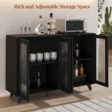 Kitchen Buffet Server Table Accent Sideboard Cupboard Server Buffet Console Table With Doors Cabinet 49inch, Black White - SDBD02WHBG020002 - View 8