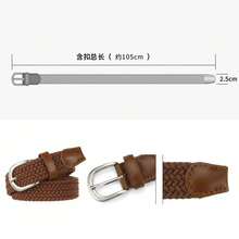 1pc Casual Elastic Braided Belt, Silver Buckle, Suitable For Pants And Jeans, Multiple Colors Available: Pink, Camel, Beige, Black, Coffee - Black - View 4