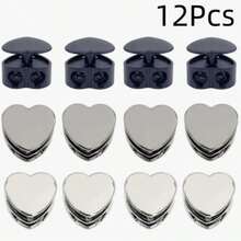 4/12pcs Multi-Function Heart-Shaped Double-Hole Cord Lock (Silver/Gunmetal/Black), Spring Buckle Adjuster, Commonly Used For Hoodie, Backpack Or Clothing Drawstring Adjustment, Garment Accessories, Craft Parts, DIY Hat And Sewing Accessories - Multicolor - View 14