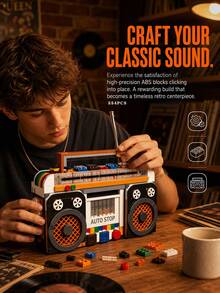 554pcs Vintage Cassette Player Building Blocks, 80s Tape Player Brick Model, Retro Music Home Desktop Decor - Multicolor - View 5