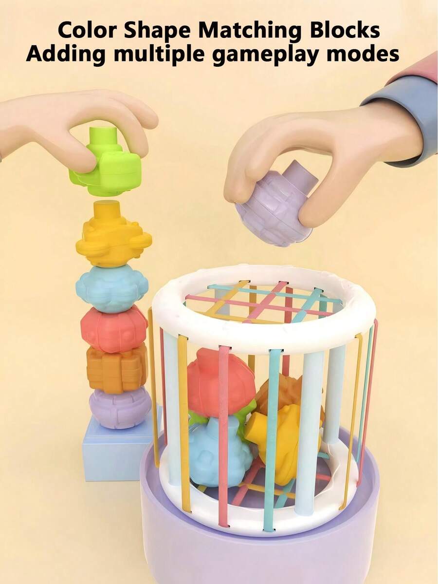 Montessori Sensory Learning Toy Set, 6 Pieces, Suitable For Children 1 Year Old And Above, Shape Sorting Puzzle Blocks, Fine Motor Skill Development Gift For Boys And Girls 18 Months And Above
