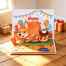 1pc Happy Birthday 3D Pop Up Greeting Card, Cute Cartoon Corgi Dog With Birthday Cake Foldable Paper Card, Lovely Surprise Gift For Kids And Dog Lovers, Blank Writeable Card, Birthday Party Table Decor, Celebration Congratulation Greeting Card - Dog's Birthday - View 10