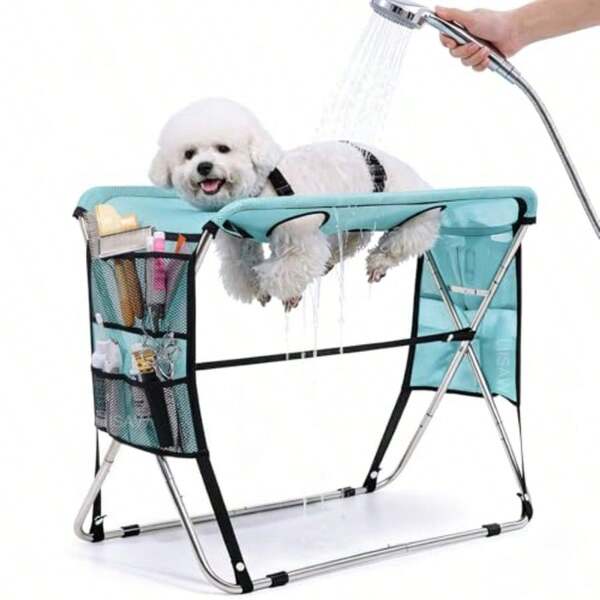 Free Shipping Pet Grooming Hammock With Stand, Foldable Design, Holds Up To 165 Lbs, Joint Protection For Dogs, Restraint Tool For Small And Medium Pets, Ideal For Home And Salon Daily Grooming