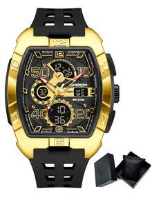 SANDA. SANDA Barrel-Shaped Sports Watch, Multifunction Casual Electronic Watch, Waterproof, Dual Display, Luminous, Alarm, Men's Watch - one-size - View 16