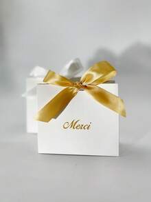 10pcs/Pack White Mini Candy Boxes, Baby Shower Gift Packaging Boxes, Candy Bags, Wedding Favors, Christmas, Birthday Party Decor, Christmas, Valentine's Day - Gold - View 5