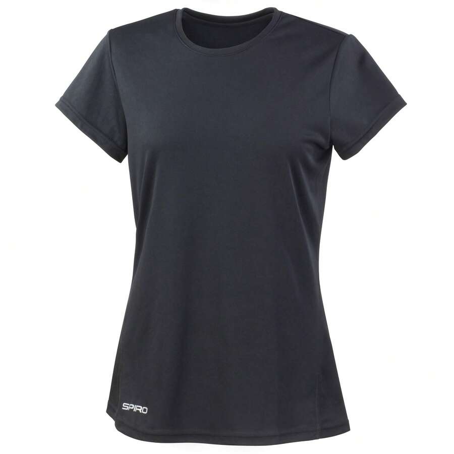 Spiro Womens/Ladies Sports Gym Quick-Dry Performance T-Shirt XS-XL - Black - View 1